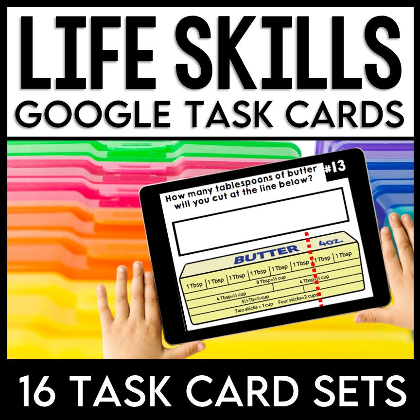 Task Mastercard Life Skills - Task Cards GOOGLE Bundle - Cooking - Reading - Math - Mo ...