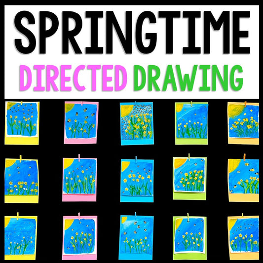 Spring Art - Spring Flowers Directed Drawing - Reading Comprehension