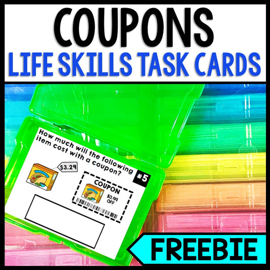 Life Skills - Task Cards - FREEBIE - Shopping - Coupons - Money - Grocery Store