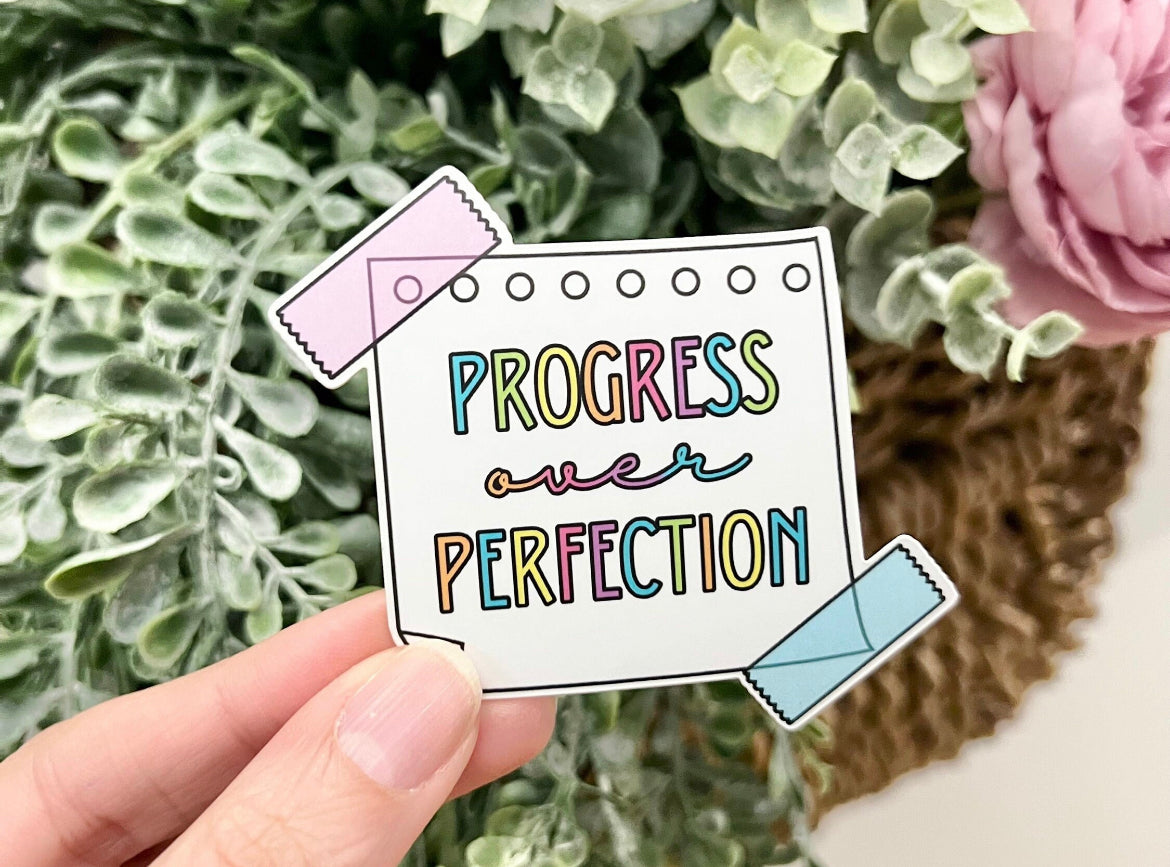 Checked Progress Sticker Progress Over Perfection Vinyl Sticker – Life Skills Creations