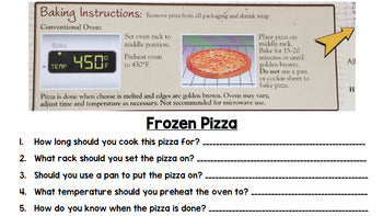 Life Skills - Reading - Cooking - Food Prep Directions - Special Ed - Unit One