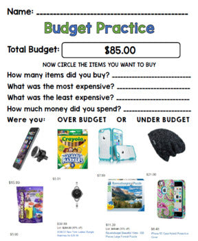 Life Skills - Budgets - Math - Money - Shopping - Dollar Up - Special Education