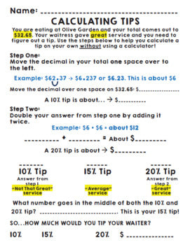 Life Skills Math, Money, and Reading: Tips, Sales Tax, and Discount BUNDLE