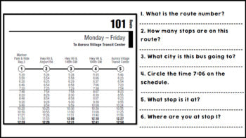 Life Skills Reading, Time and Math: Bus Schedules - Unit 2