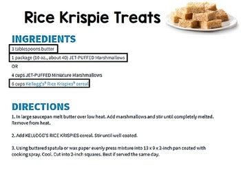 Life Skills Reading and Grocery Shopping: Matching Recipes to Grocery Items