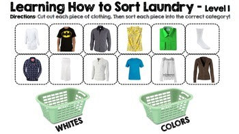 Sort Clothes Worksheet Life Skills Reading and Writing: How to Do Laundry - Sorting Clothes ...