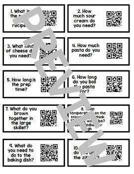 Life Skills Reading - QR Code Recipe Comprehension BUNDLE