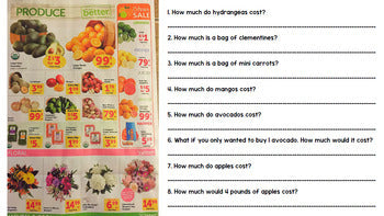 Life Skills Reading, Math and Grocery Shopping: Using a Grocery Ad