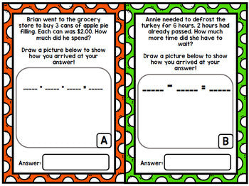 Thanksgiving Math Word Problems - Addition - Subtraction - Special Education