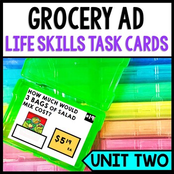 Grocery Shopping - Life Skills - Special Education - Task Cards - Math ...