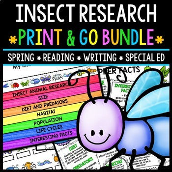 Insect Research - Print & Go Bundle - Special Education - Reading - Spring
