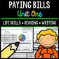 Paying Bills - Life Skills - Reading Comprehension - Special Education - Unit 1
