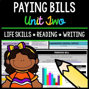 Paying Bills - Life Skills - Reading Comprehension - Special Education - Unit 2