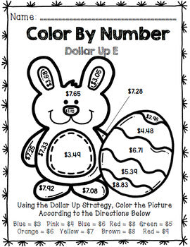 Easter - Special Education - Color By Number - Dollar Up - Math - Money