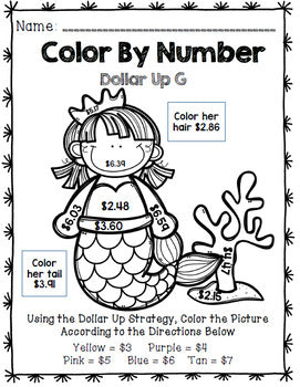 Summer - Special Education - Color By Number - Dollar Up - Math - Money
