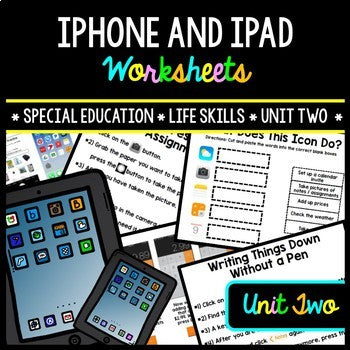 Iphone Pro Worksheet iPhone - iPad - Special Education - Life Skills - Worksheets - Unit Tw ...