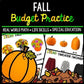 Fall Budget - Special Education - Shopping - Life Skills - Money - Autumn