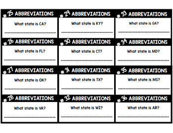 Abbreviations Bundle - Task Cards - Special Education - Writing - Reading