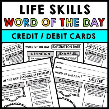 Life Skills - Credit Card - Debit Card - Banking - Vocabulary - Word of the Day