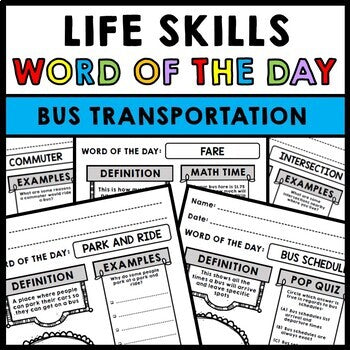 Life Skills - Bus Transportation - Bus Schedules - Vocabulary - Word of the Day