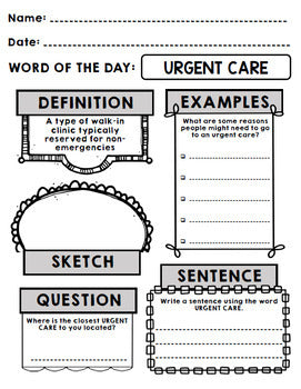 Life Skills - Medical Paperwork - Forms - Vocabulary - Word of the Day
