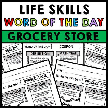 Life Skills - Grocery Store - Grocery Shopping - Vocabulary - Word of the Day