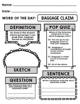 Life Skills - Travel - Airplane - Vocabulary - Word of the Day