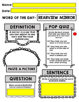 Life Skills - Cars - Driving - Vocabulary - Word of the Day - Distance Learning