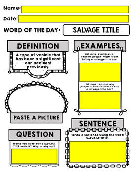 Life Skills - Cars - Driving - Vocabulary - Word of the Day - Distance Learning