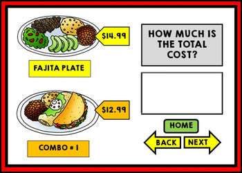 Life Skills - BOOM CARDS - Calculate the Total Cost - Math - Money - Menu Unit 1