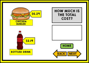 Life Skills - BOOM CARDS - Calculate the Total Cost - Math - Money - Menu Unit 3