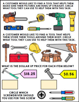 Life Skills - Job Skills - Warm Ups - Vocational Skills - Hardware Store - CBI