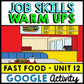 Life Skills - Job Skills - Warm Ups - Vocational Skills GOOGLE - Fast Food Jobs