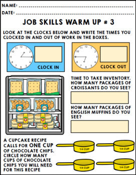 Job Skills - Warm Ups - Life Skills - Vocational Skills - FREEBIE