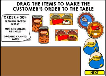 Job Skills - Life Skills - Grocery Store - Thanksgiving - Boom Cards