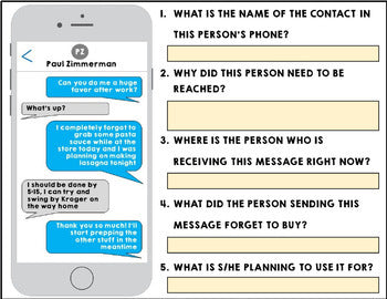 Text Messages - Life Skills - Reading Comprehension - GOOGLE BUNDLE