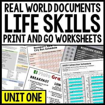 Life Skills - Real World Documents - Reading Comprehension Worksheets – Life Skills Creations Life Skills - Real World Documents - Reading Comprehension Worksheets – Life Skills Creations