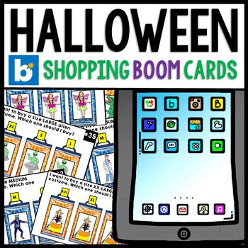 Life Skills - Halloween - Boom Cards - Reading - Math - Costume Shopping