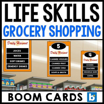 Life Skills Grocery Shopping - CBI - Job Skills - BOOM CARDS - Grocery Store